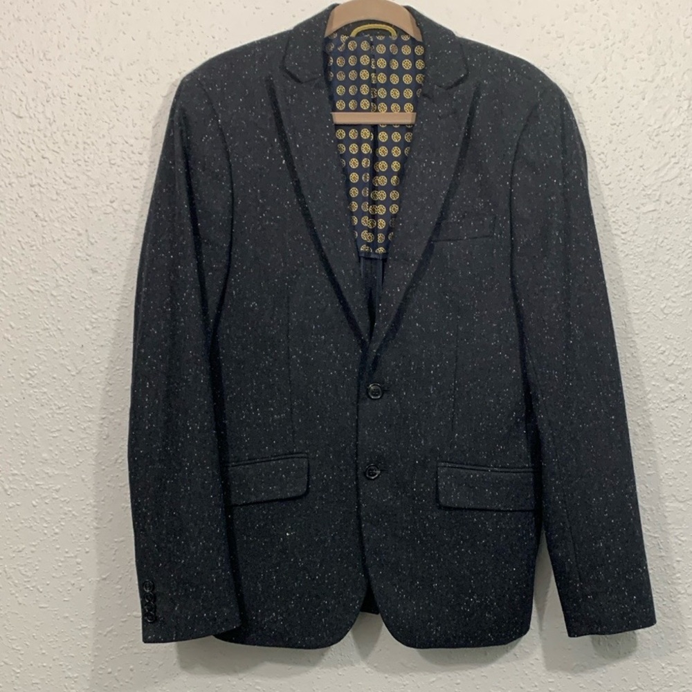 Scotch & Soda Black, Royal Blue, White Unlined Tweed 2 Button Sports Coat size M
